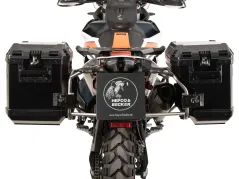 Ritaglio per portapacchi laterale in acciaio inox incl. valigie laterali Xplorer nere per KTM 790 Adventure (2024-)