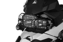 Protezione faro, in acciaio inox, nera, con chiusura a sgancio rapido per BMW F650GS (Twin)/F700GS/F800GS/F800GS Adventure *SOLO PER USO FUORISTRADA*