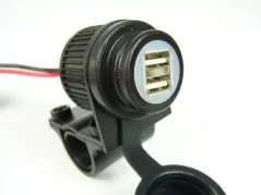 Doppia presa USB per moto, 12-24 V, per manubri da 22 mm / 25 mm