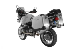Sistema di borse laterali per moto ZEGA Pro da 38/45 litri in alluminio con supporto in acciaio inox per BMW R1150GS/ R1150GS Adventure/ R1100GS/ R850GS