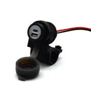 Doppia presa USB A + C per moto, 12-24 V con ricarica rapida, per manubri da 21-25 mm