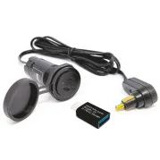 Cavo USB per borsa da serbatoio con doppio caricatore (2x USB-C), adattatore USB-A e spina angolata per presa DIN