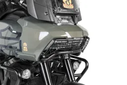 Protezione faro, anodizzata nera, con chiusura a sgancio rapido per Harley-Davidson RA1250 Pan America *SOLO PER USO FUORISTRADA*