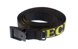 Cinghia di tensione ARNO, 18 mm nera, 100 cm con fibbia galvanizzata e logo TOURATECH giallo