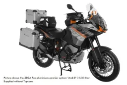 Sistema di valigie ZEGA Pro per KTM 1050 Adventure/ 1090 Adventure/ 1290 Super Adventure/1190 Adventure/ 1190 Adventure R volume 38/45, colore portavaligie silver, colore And-Black